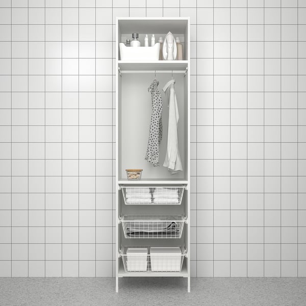 ENHET Storage combination, white/grey frame, 60x62x210 cm