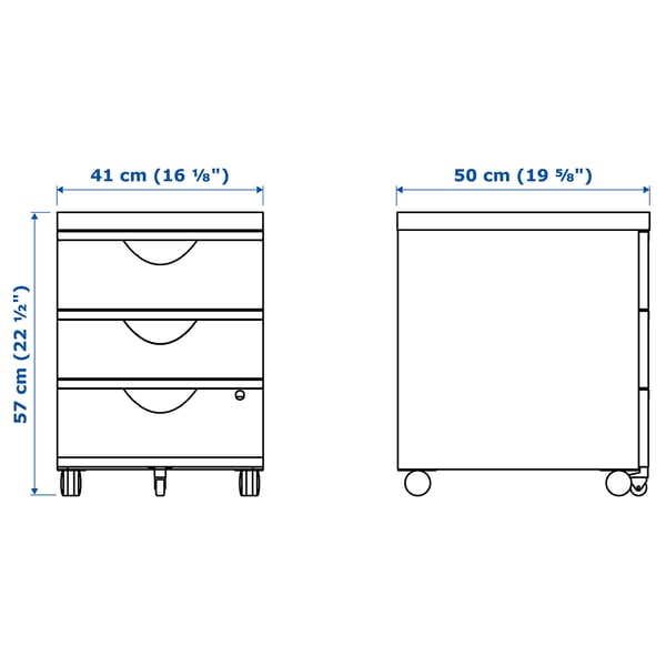 Erik Drawer Unit W 3 Drawers On Castors White Ikea