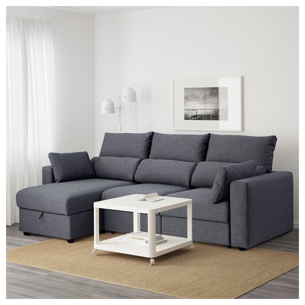 Eskilstuna 3 Seat Sofa With Chaise Longue Nordvalla Dark Grey Ikea