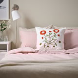 FACELIOR Cushion cover, white/embroidery dark orange, 50x50 cm