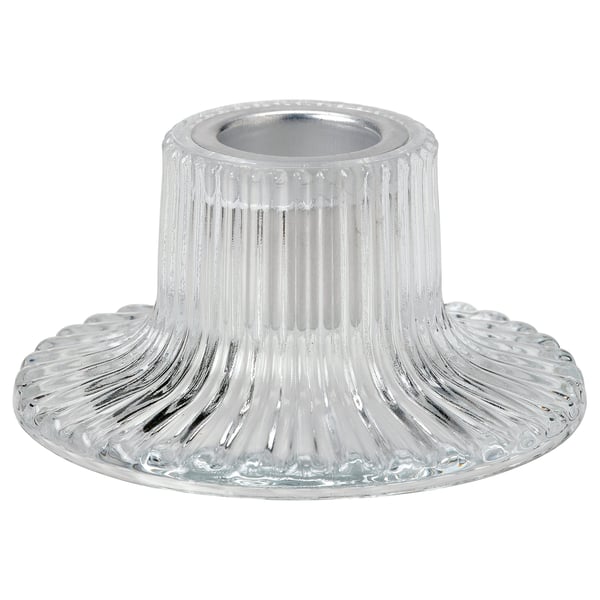 FINSMAK Candlestick, clear glass, 4 cm