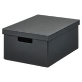 FJÄDERHARV Storage box with lid, anthracite, 25x35x16 cm