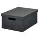 FJÄDERHARV Storage box with lid, anthracite, 25x35x16 cm