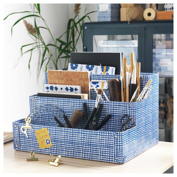 Fjalla Desk Organiser White Blue Ikea