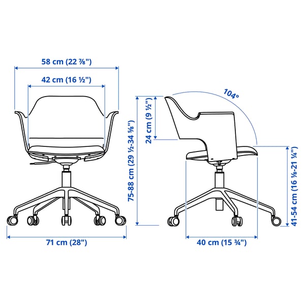 FJÄLLBERGET Conference chair with castors, white stained oak veneer/Gunnared beige