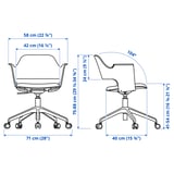FJÄLLBERGET Conference chair with castors, white stained oak veneer/Gunnared beige