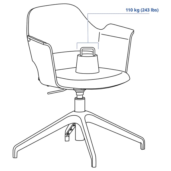FJÄLLBERGET Conference chair with castors, white stained oak veneer/Gunnared beige
