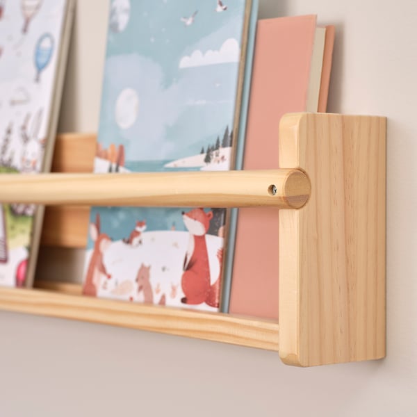 FLISAT Wall storage, light white stained pine, 70x9x16 cm