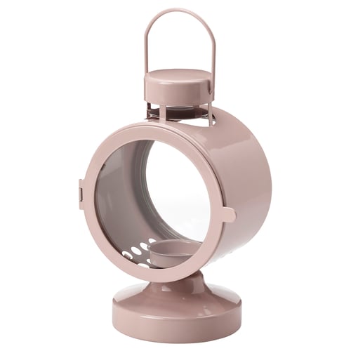 FLODSVALA Lantern for tealight, in/outdoor, pale pink, 21 cm