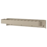 FLORSJÖN Wall shelf with 4 hooks, beige, 55x10 cm