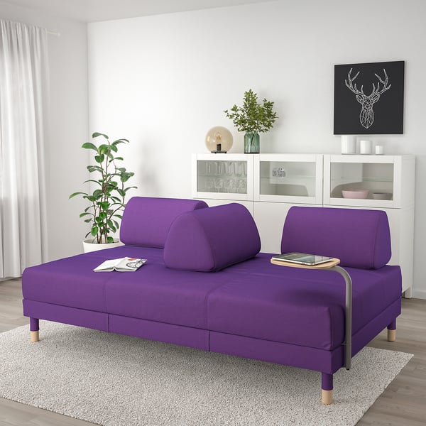 Flottebo Sofa Bed With Side Table Vissle Purple Ikea