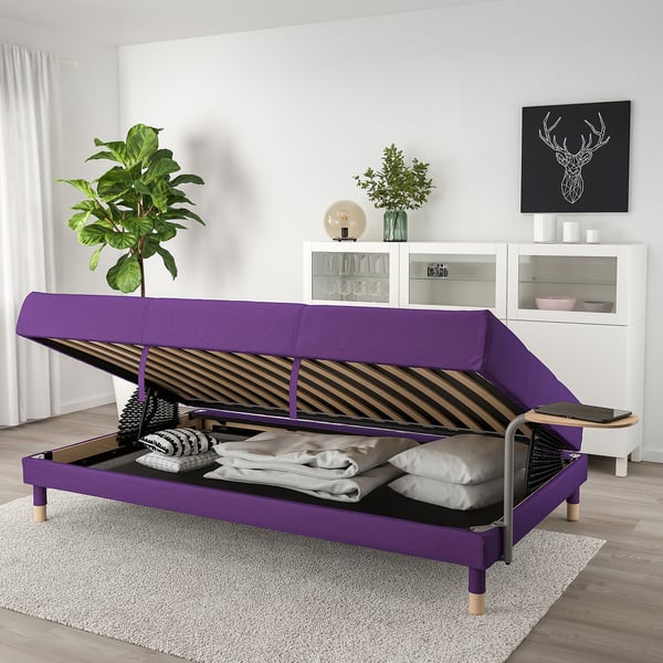 Flottebo Sofa Bed With Side Table Vissle Purple Ikea
