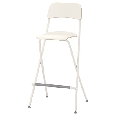FRANKLIN Bar stool with backrest, foldable, white/white, 74 cm