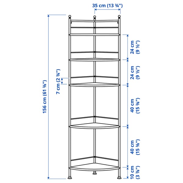 FRÖSJÖN Corner shelf unit, white, 35x156 cm