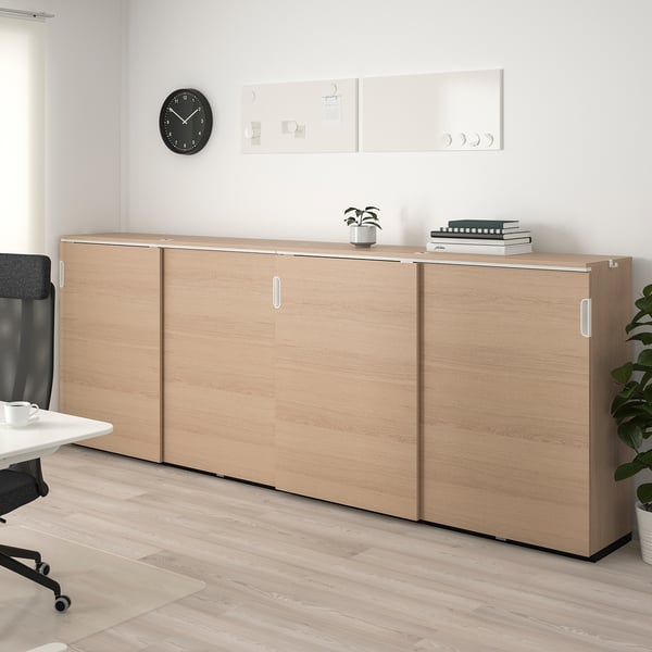 Galant تشكيلة تخزين مع أبواب إنزلاقية قشرة سنديان مصبوغ أبيض Ikea