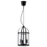 GALJON Pendant lamp, black/transparent glass, 25 cm