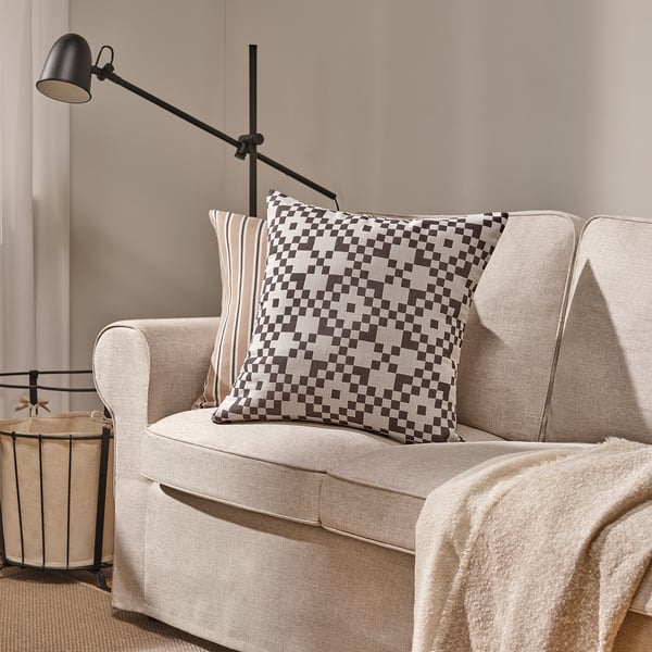 GINSTSÄCKMAL Cushion cover, black/white, 50x50 cm