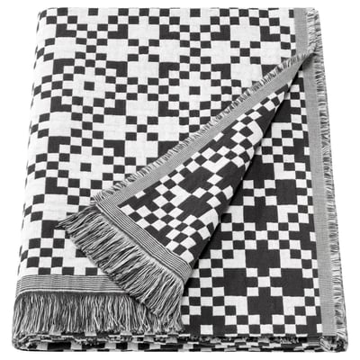 GINSTSÄCKMAL غطاء, أسود/ أبيض, 130x170 سم