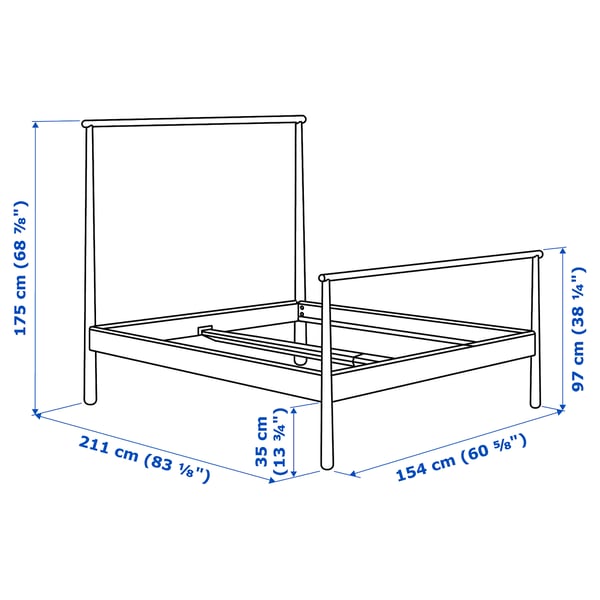 GJÖRA Bed frame, birch, 140x200 cm