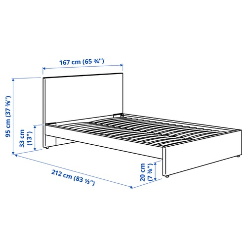 Illustration with measurements for the product: GLADSTAD.