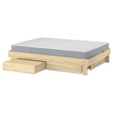 GLAMBERGET Bed frame with storage and mattress, pine/Vesteröy firm, 120x200 cm