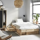 GLAMBERGET Bed frame with storage and mattress, pine/Vesteröy firm, 120x200 cm