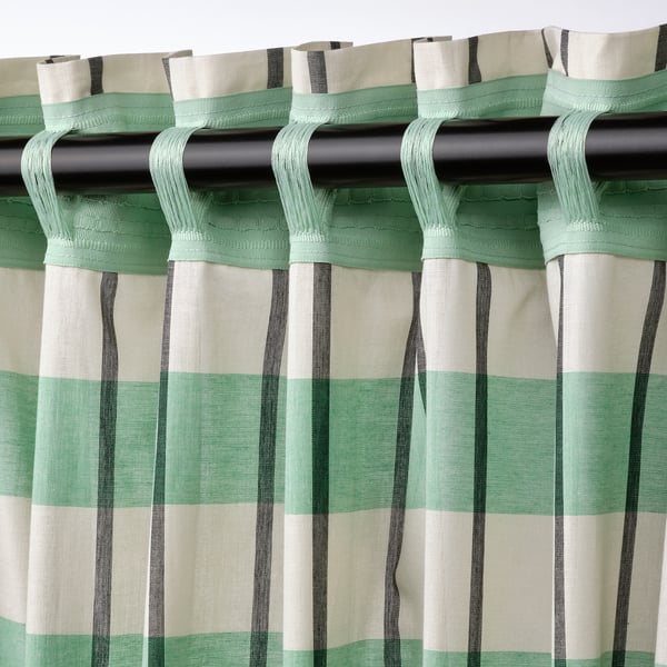 GLANSHAGTORN Curtain, 1 piece, green white/black, 300x300 cm
