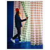 GLANSHAGTORN Curtain, 1 piece, green white/black, 300x300 cm