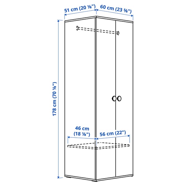 GODISHUS Wardrobe, white, 60x51x178 cm