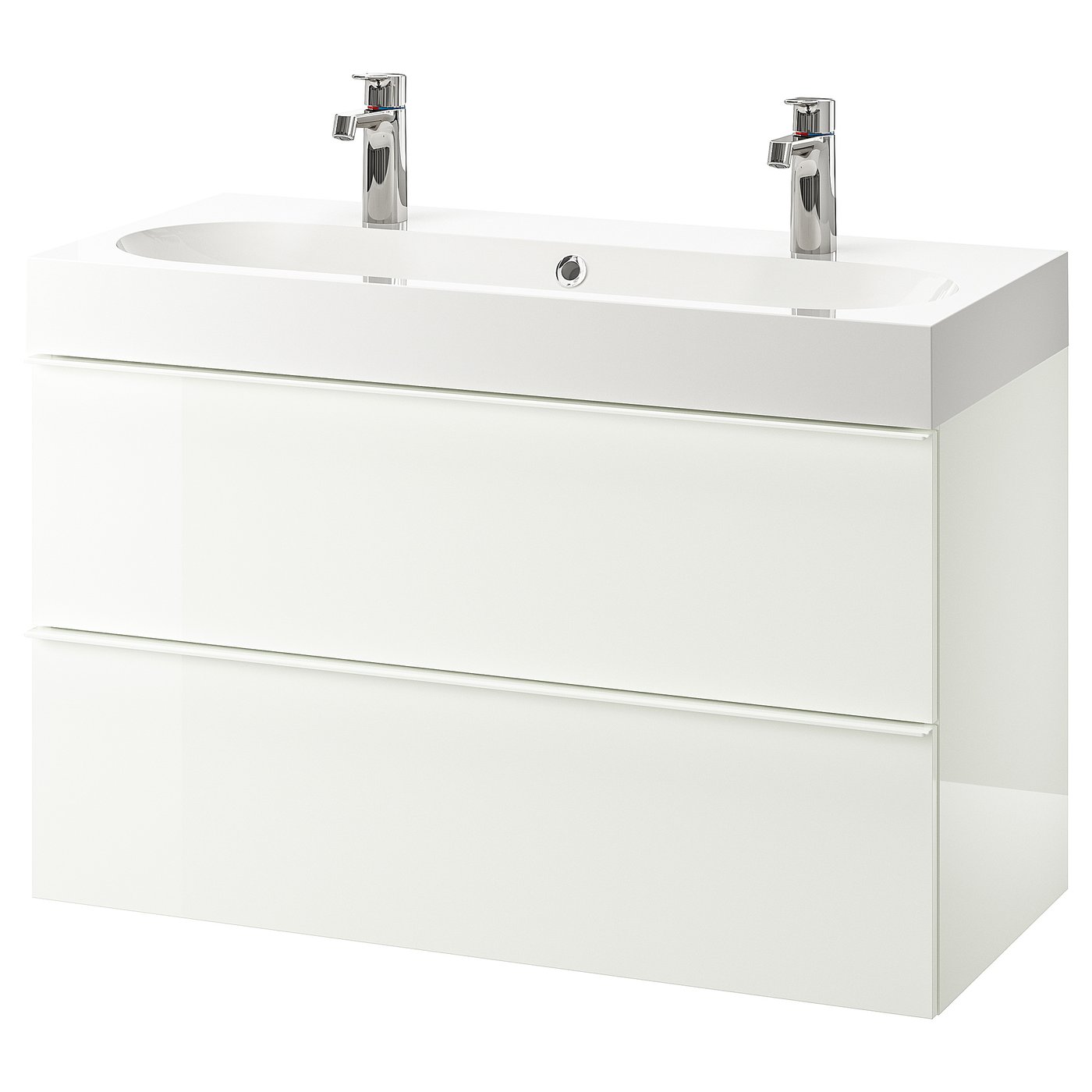Godmorgon Braviken Wash Stand With 2 Drawers High Gloss White