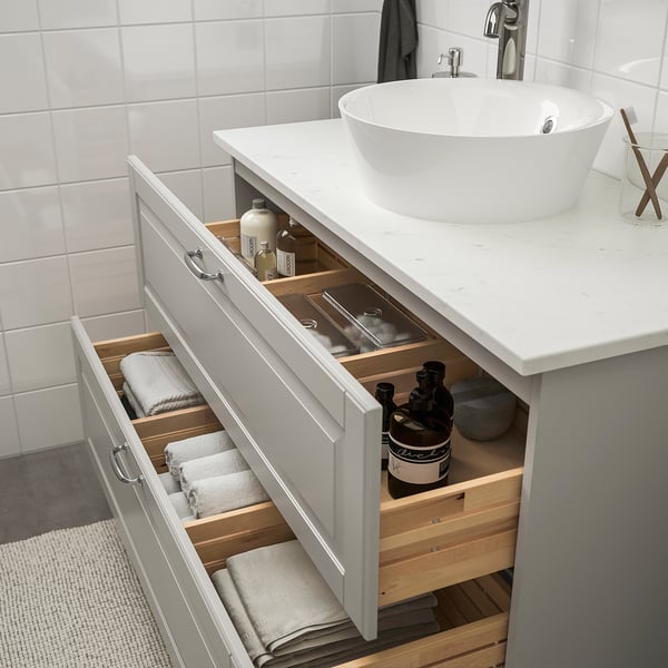 Godmorgon Tolken Kattevik أثاث الحم ام طقم من 6 Kasjon رمادي فاتح شكل المرمر حنفية Voxnan Ikea