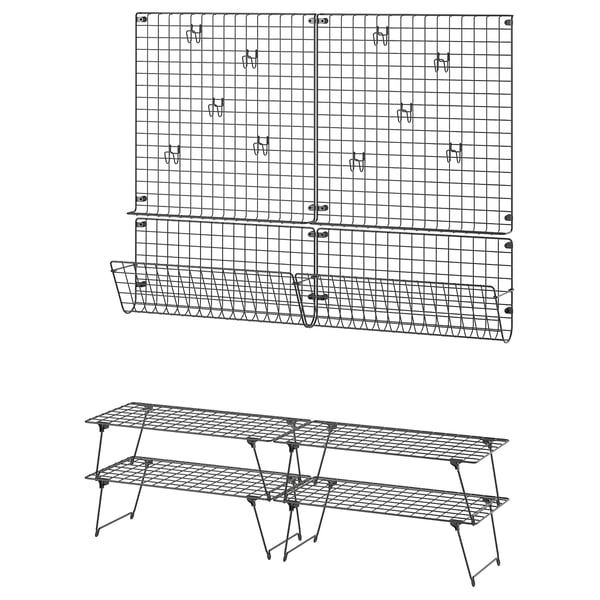 GREJIG Hallway furniture, set of 8, grey