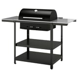 GRILLSKÄR Charcoal barbecue w 2 side tables, stainless steel/outdoor, 99/123/147x61 cm