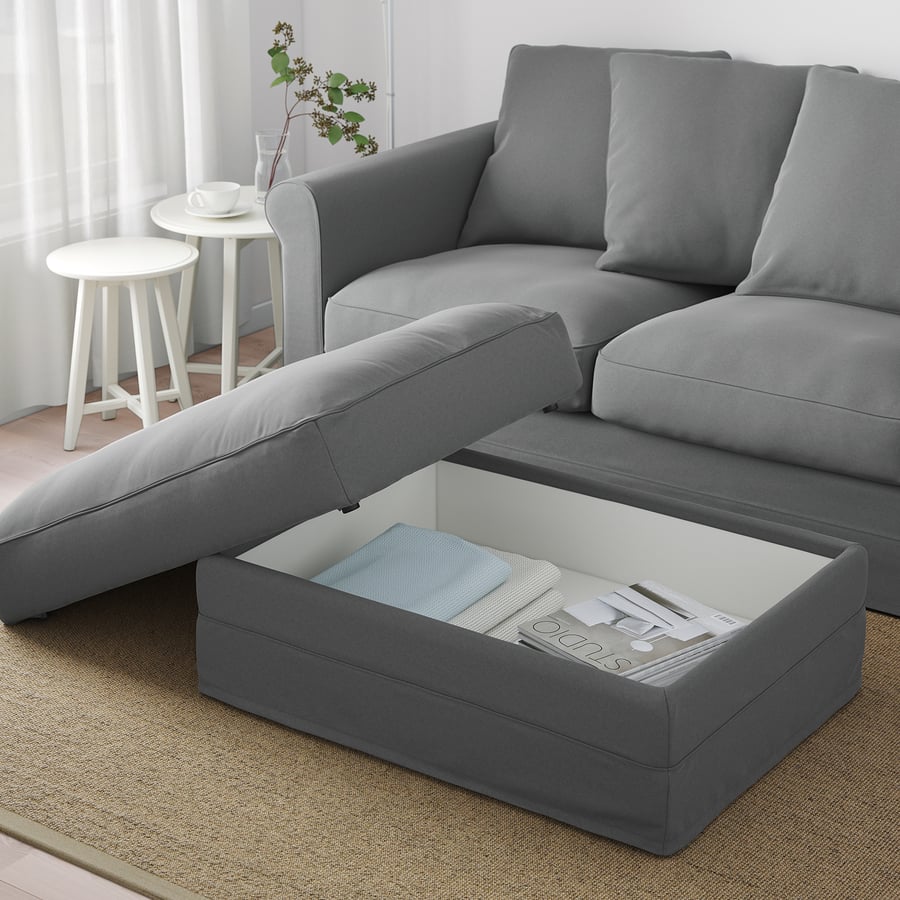 GRÖNLID footstool with storage, Ljungen medium grey IKEA