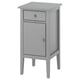 Grey GULLABERG bedside table, simple design with single drawer and cabinet, tapered legs.