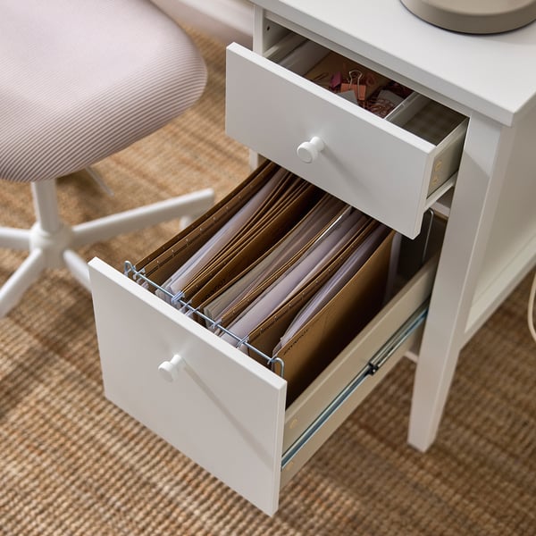 GULLABERG L-shaped desk, drop file storage/white, 155x155x75 cm