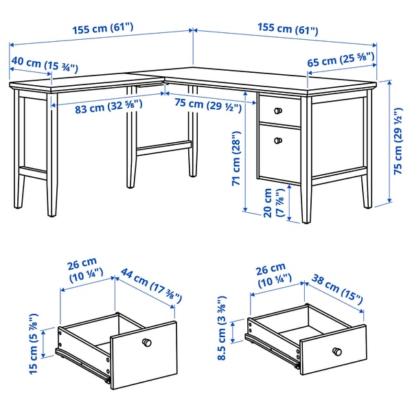 Illustration with measurements for the product: GULLABERG.