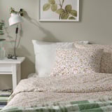 GULLNATTLJUS Cushion cover, white/floral pattern, 50x50 cm