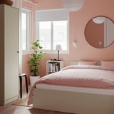 GURSKEN Bed frame with headboard, light beige, 140x200 cm
