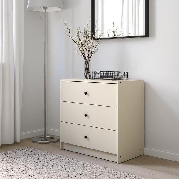 GURSKEN Bedroom furniture, set of 4, light beige, 140x200 cm