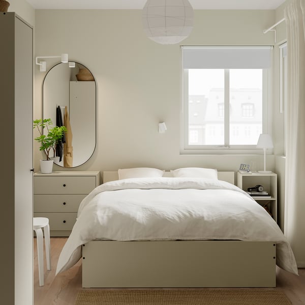 GURSKEN Bedroom furniture, set of 4, light beige, 140x200 cm