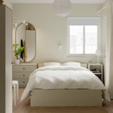 GURSKEN Bedroom furniture, set of 4, light beige, 140x200 cm