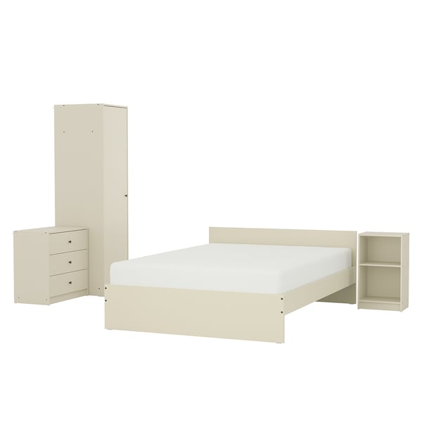 GURSKEN Bedroom furniture, set of 4, light beige, 140x200 cm
