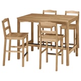 HÄGERNÄS Bar table and 4 bar stools, antique stain pine