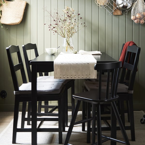 HÄGERNÄS Table and 4 chairs, black stained pine