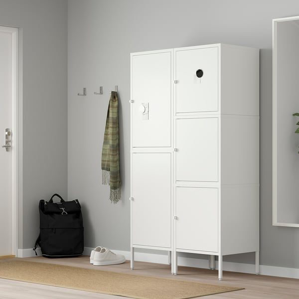 Hallan تشكيلة تخزين مع أبواب أبيض Ikea
