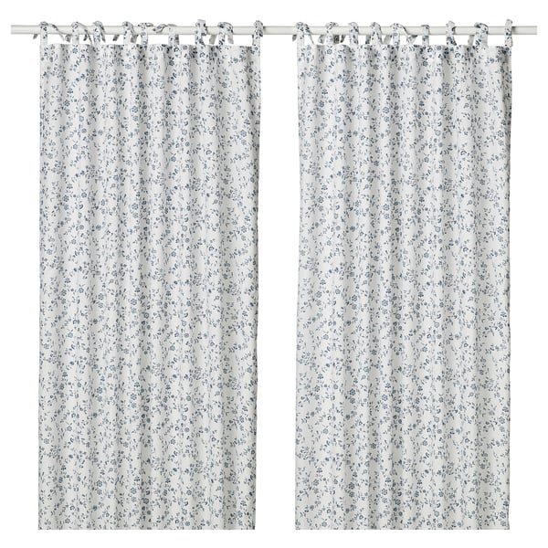 Hassleklocka Curtains 1 Pair White Blue Ikea