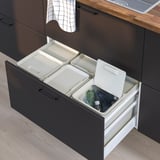 HÅLLBAR Waste sorting solution, for METOD kitchen drawer/light grey, 57 l