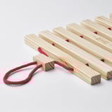 HALVNÄBB Pot stand, extendable bright red/pine, 16-32x20 cm