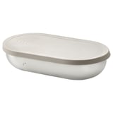 HALVVARM Food container w lid and divider, stainless steel/beige, 0.7 l